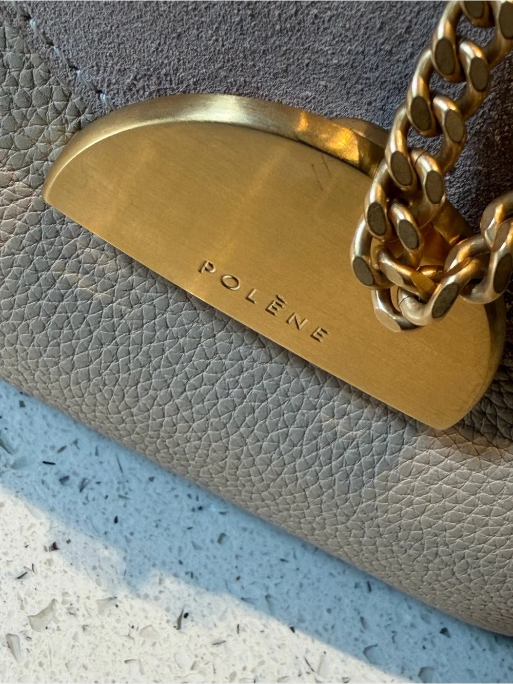Polene numero Beige Suede & Leather Mini Shoulder Bag